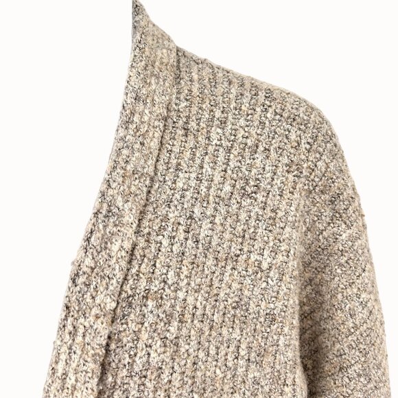 William Rast Cozy Open Front Ribbed Knit Cardigan Sweater Beige & Gray S - Picture 2 of 4